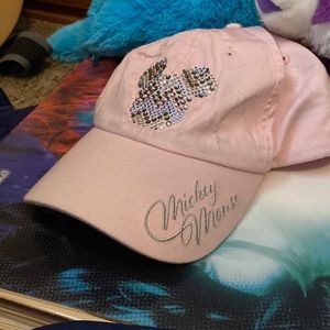 Pastel pink bejeweled Mickey Mouse hat Adult size 57-67cm